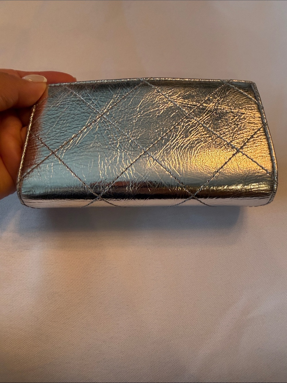 Tory Burch Metallic Quilted Zip Wallet - Silver - Picture 6 of 6
